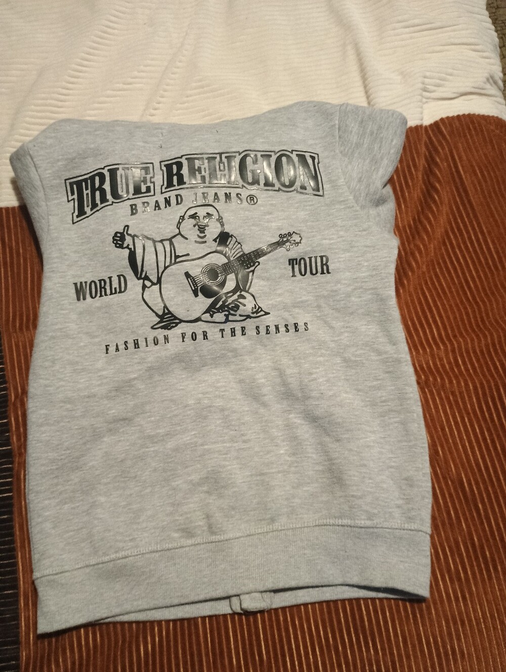 True Religion Light Gray Graphic Logo Tee